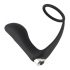 Black Velvet - oplaadbare siliconen anale vibrator met penisring (zwart)