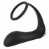 Black Velvet - oplaadbare siliconen anale vibrator met penisring (zwart)