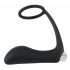 Black Velvet - oplaadbare siliconen anale vibrator met penisring (zwart)