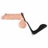 Black Velvet - oplaadbare siliconen anale vibrator met penisring (zwart)