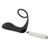 Black Velvet - oplaadbare siliconen anale vibrator met penisring (zwart)