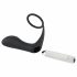 Black Velvet - oplaadbare siliconen anale vibrator met penisring (zwart)