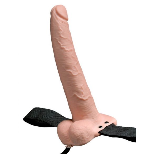 Fetish Strap-On 9 - oplaadbare, holle vibrerend dildo (natuurlijk)