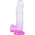 Sunfo - zuignap, realistische dildo met testikels - 22cm (doorzichtig-paars)