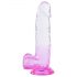 Sunfo - zuignap, realistische dildo met testikels - 22cm (doorzichtig-paars)