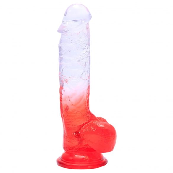 Sunfo - realistische dildo met zuignap - 21cm (doorzichtig-rood)