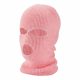 Roze gebreide balaclava met 3 openingen