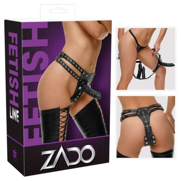 ZADO - leren ondergoed met 2 interne dildo's (zwart) - L/XL