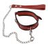 ZADO - leren halsband met riem (rood)