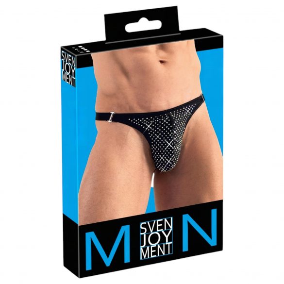 Svenjoyment - zwarte mannenstring met strass-steentjes - M