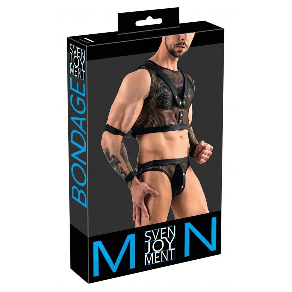 Svenjoyment Bondage - net top en jock set (zwart) - M