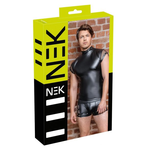 NEK - herenshirt met studs en netinzet (zwart) - M