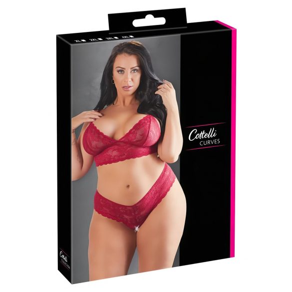 Cottelli Grandes Tailles - Ensemble Soutien-Gorge Dentelle Douce (Rouge) - 3XL