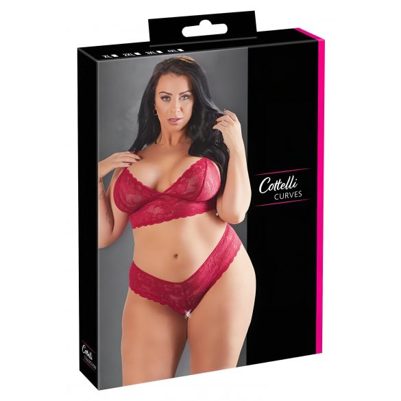 Cottelli Plus Size - zachte kanten beha set (rood) - 4XL