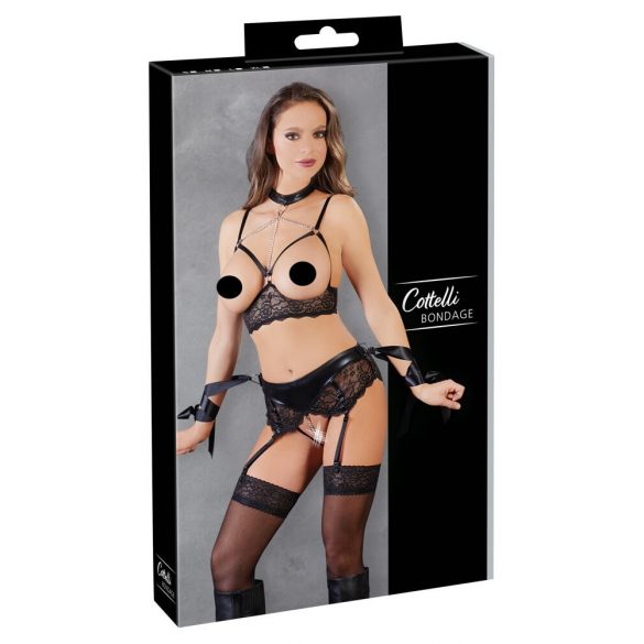 Cottelli Bondage - kanten lingerie set (5-delig) - L