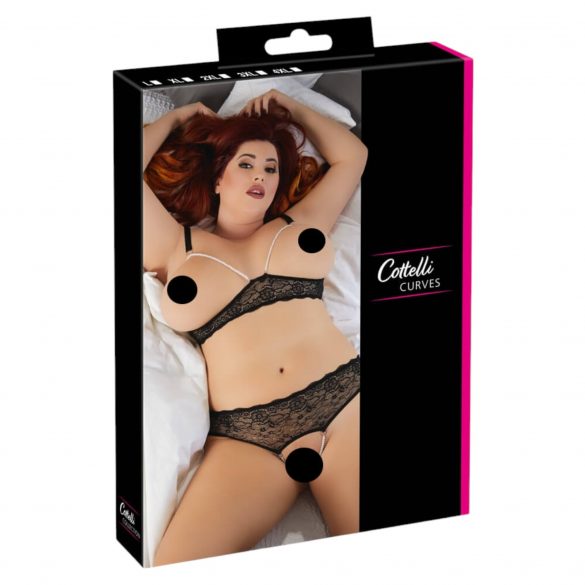 Cottelli Plus Size - parel BH set (zwart) - XL