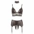 Cottelli Bondage - kanten glans lingerie set (4-delig) - M