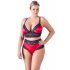 Cottelli Plus Size - Lace Satin Bra Set (Black-Red)  - 2XL