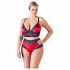 Cottelli Plus Size - Lace Satin Bra Set (Black-Red)  - 2XL