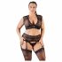 Cottelli Grote Maten - strass kant lingerie set (zwart)