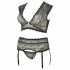 Cottelli Grote Maten - strass kant lingerie set (zwart)