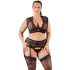 Cottelli Grote Maten - strass kant lingerie set (zwart) - XL