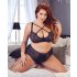 Cottelli Plus Size - kruisband beha en slip (zwart)