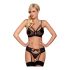 Obsessive 818-SEG-1 - Strass en Kant Lingerie Set (Zwart)