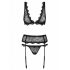 Obsessive Emperita - kleine geborduurde lingerie set (zwart)