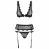 Obsessive Emperita - kleine geborduurde lingerie set (zwart)