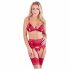 Abierta Fina - glinsterende lingerieset met ketting (rood)