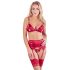 Abierta Fina - glinsterende lingerieset met ketting (rood) - L