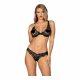 Obsessive Luvae - bloemen, strass beha set (zwart)