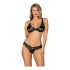 Obsessive Luvae - bloemen, strass beha set (zwart) - L/XL