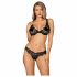 Obsessive Luvae - bloemen, strass beha set (zwart) - L/XL