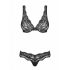 Obsessive Luvae - bloemen, strass beha set (zwart) - L/XL