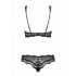 Obsessive Luvae - bloemen, strass beha set (zwart) - L/XL