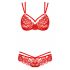 Obsessive 860-SET-3 - rozen kanten bh-set (rood) - L/XL