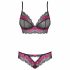 Obsessive Tulia - kanten lingerieset (zwart-roze)