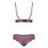 Obsessive Tulia - kanten lingerieset (zwart-roze) - L/XL