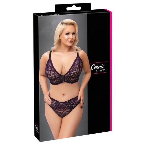 Cottelli Curves Plus Size - doorzichtige geprinte BH set (paars)