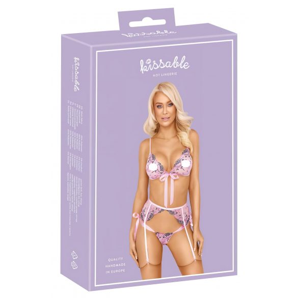 Kissbare - roze geborduurd ondergoed set (roze)