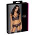 Cottelli - 3-delige kanten lingerie set (zwart-paars)