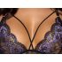 Cottelli - 3-delige kanten lingerie set (zwart-paars)