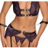 Cottelli Bondage - lingerie set met handboeien (zwart-paars) - M