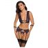 Cottelli Bondage - lingerie set met handboeien (zwart-paars) - L