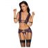 Ensemble Lingerie Cottelli Bondage avec Menottes (Noir-Violet) - XL