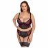 Cottelli Plus Size - BH set met jarretelles (zwart-rood)