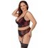 Cottelli Plus Size - BH set met jarretelles (zwart-rood)