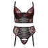 Cottelli Plus Size - BH set met jarretelles (zwart-rood)